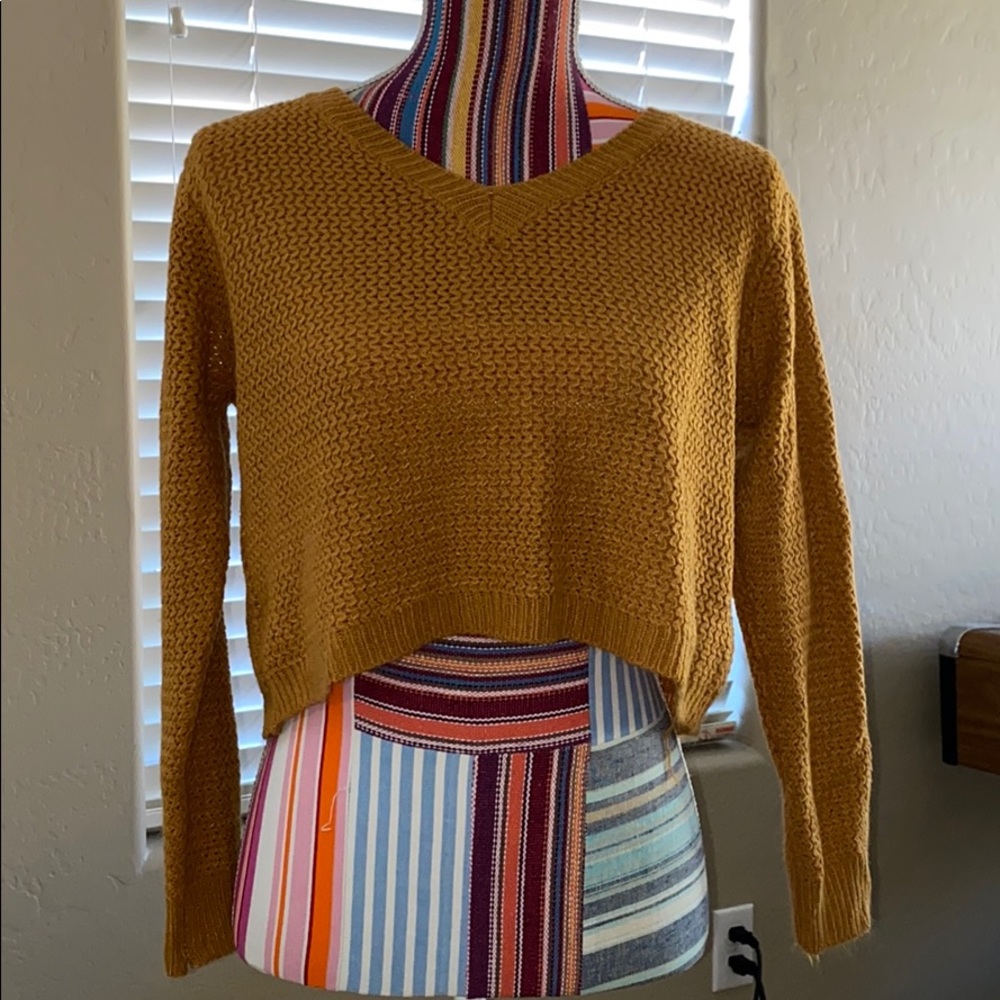 NWOT Soft crop top sweater in mustard